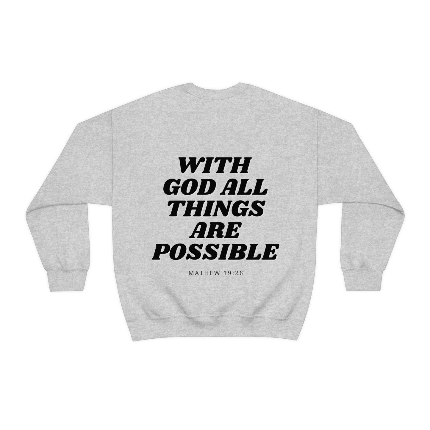 RETRO FONT Unisex Sweatshirt - FAITH , MATHEW 19:26