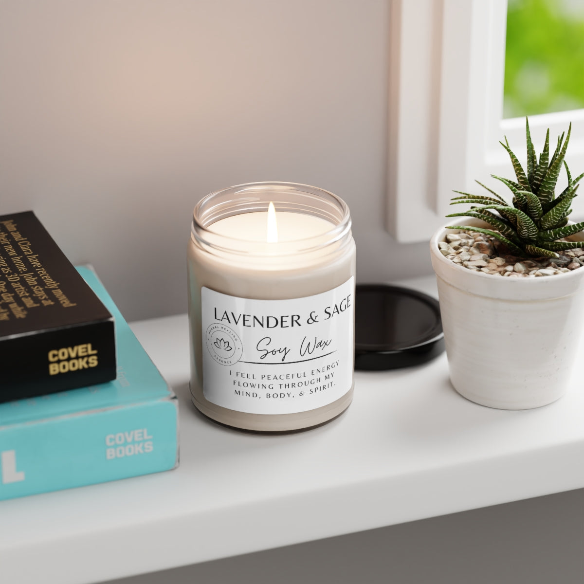 Manifestation Scented Soy Candle, 9oz Lavender + Sage