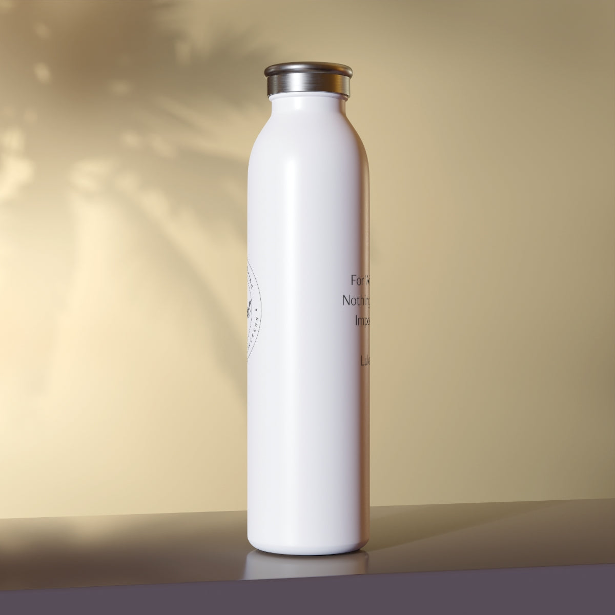 20oz Water Bottle- Blessed, Luke1:37