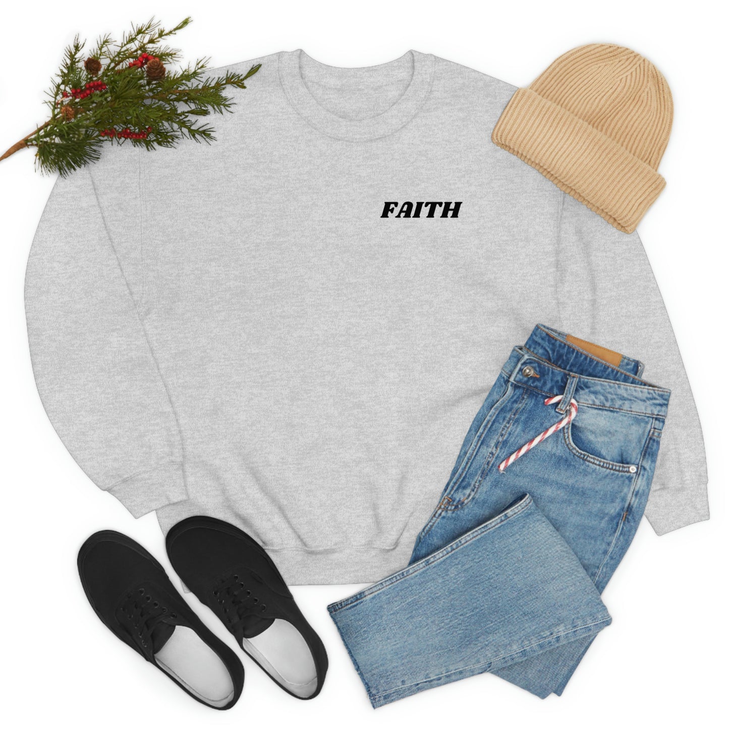 RETRO FONT Unisex Sweatshirt - FAITH , MATHEW 19:26