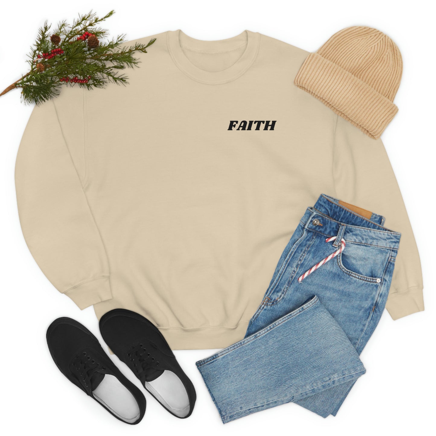 RETRO FONT Unisex Sweatshirt - FAITH , MATHEW 19:26