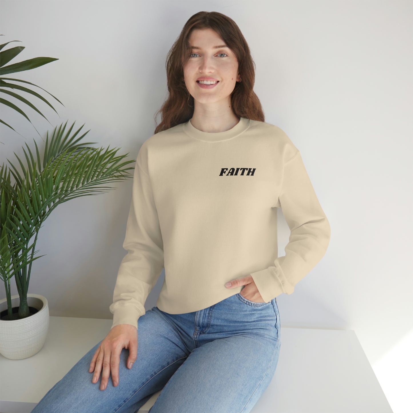 RETRO FONT Unisex Sweatshirt - FAITH , MATHEW 19:26