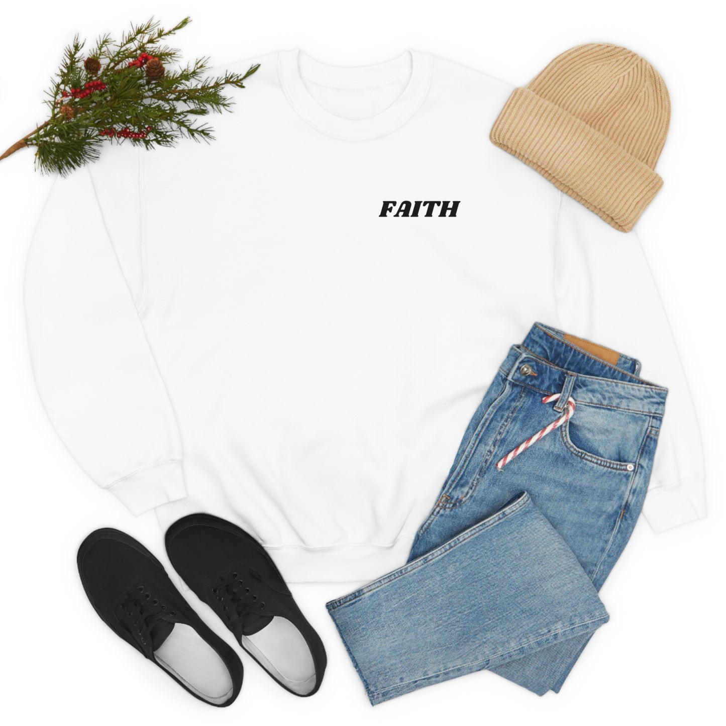 RETRO FONT Unisex Sweatshirt - FAITH , MATHEW 19:26