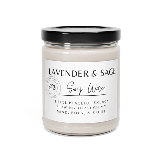 Manifestation Scented Soy Candle, 9oz Lavender + Sage